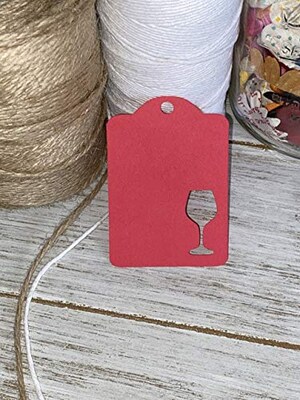 Wine glass Thank you Tag Gift tag - Favor Tags - Customize Tag Color - Set of 20 - image1